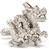 3-D Silver Marching China Dragon Cufflinks Cuff Links