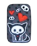 Lounge Fly Skelanimals Cat Kit Grey Skull Hearts Multipurpose ID Case * 08 Newest Collection *