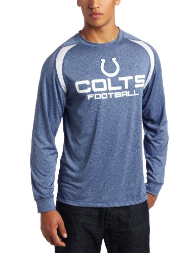 NFL Men's Indianapolis Colts Fanfare IV Long Sleeve Crew Neck Synthetic Marled Tee (Stadium Blue/White, X-Large)