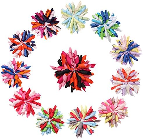 Pink Regina Girls Baby Multiple Color Ribbon hairpin with curly Set 12 pics