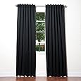 Best Home Fashion Thermal Insulated Blackout Curtains - Back Tab/ Rod Pocket - Black - 52"W x 96"L - No Tiebacks - (Set of 2 Panels)