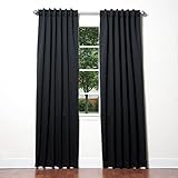 Best Home Fashion Thermal Insulated Blackout Curtains - Back Tab/ Rod Pocket - Black - 52"W x 84"L - Not Tiebacks - (Set of 2 Panels)