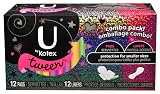 Kotex U By Kotex Tween Ultra Thin Pad with wings and Liners Combo Pack, 24 Count (Pack of 2)
