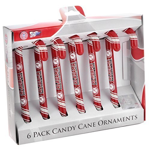 NCAA Collegiate Team Logo Candy Cane Tree Ornament Set - Pick Team! (Alabama Crimson Tide)
