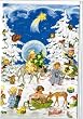 Nostalgischer Adventskalender - Doppelkarte - Engelchen im Wald mit Glimmer und Briefumschlag, ca. 11,5 x 17 cm