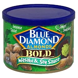 Blue Diamond Almonds,Bold, Wasabi & Soy, 6-Ounce Can (Pack of 6)