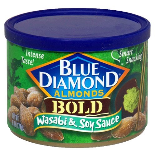 Blue Diamond Almonds, Wasabi & Soy, 6-Ounce Can (Pack of 6)