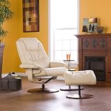 Leather Recliner and Ottoman Set Taupe