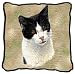 Black and White Cat Woven Lap Square (Throw Blanket)