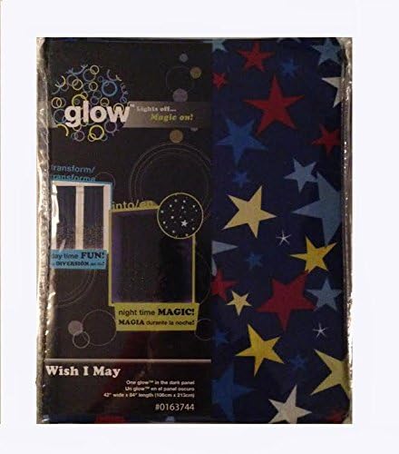 Ellery Glow in the Dark Lights Off Window Curtain Panels - Blue with Multi-color Stars - 42" x 84"