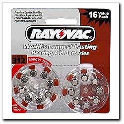 Rayovac Hearing Aid Batteries,Size 312, 16 per pack (L312ZA-16L)