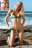 Connected Top & Tonga Tie Thong Bikini (Green Print) Bikini