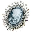 Clear Crystal Sunflower Gray Beauty Cameo Brooches And Pins Vintage