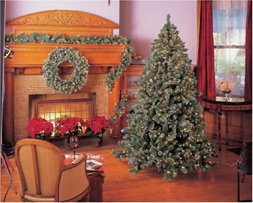 GKI Bethlehem Lighting 12-Foot Pre-Lit Christmas Tree with 1 - 450 Clear White Frosted Mini Lights - Slim Glacier Fir