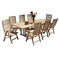 Teak 9 Piece Double Extended Table Set