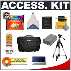 Click here to buy Accessory Kit for Nikon D200 D300 Digital SLR Camera with Transcend 4GB 133X CompactFlash... by Nikon.