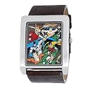 Armitron Men's Character Silver-Tone Super Friends Brown Leather Strap Watch #880020