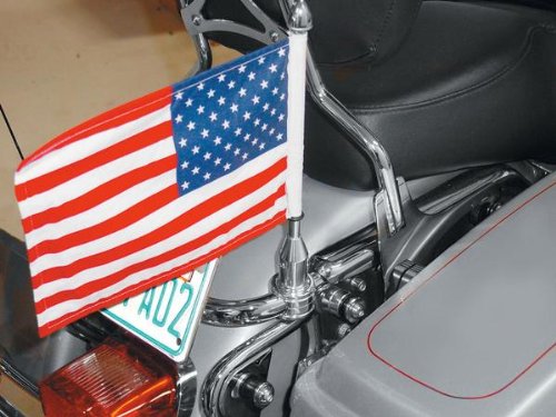 Harley Davidson Touring Motorcycles Pro Pad Flag Mount for 7/8 Round License Plate bar with 6 by 9 USA Flag