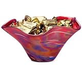 Glass Eye Studio Blown Glass Mini Floppy Bowl Red Rainbow Twist