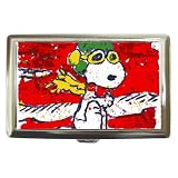 Cigarette Money Case of Snoopy Flying Pop Art Green Helmet