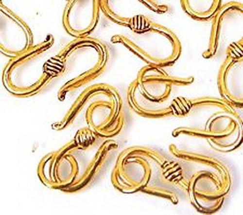 Smith Beads 45pcs / 15 sets Golden Pewter S Hook Clasp with Jump Rings Lead-Free