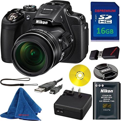Nikon COOLPIX P610 Digital Camera with 60x Optical Zoom and Built-In Wi-Fi (Black) DBPREMIUM Value Bundle with Microfiber Cleaning Cloth + 16GB DBPREMIUM Memory + Reader