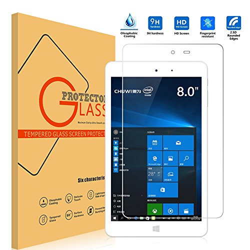Chuwi Hi8 Pro Screen Protector [Tempered Glass][Bubble-Free], Popsky 0.26MM Ultra Thin 9H Hardness High Definition Shockproof Screen Protector Film for 8" Chuwi Hi8 Pro Tablet PC