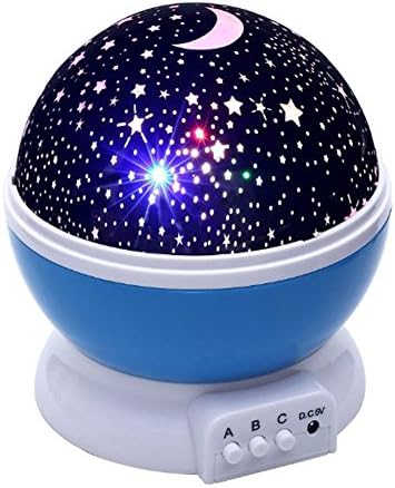 Smaate Night Light, Romantic Rotating Stars Projector Lamp Relaxing Mood Light for Kids Room (Light Blue)
