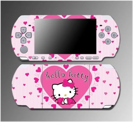 Cute Kitty Pink Hearts Princess Girl Gift Game Vinyl Decal Sticker Cover Skin Protector #9 for Sony PSP Slim 3000 3001 3002 3003 3004 Playstation Portable