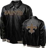 NFL Men's New Orleans Saints Black Faux Leather With Chenille Logos (Black, X-Large)