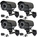 VideoSecu 4 Outdoor Night Vision IR Security Cameras 1/3" SONY CCD 420TVL W ....