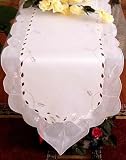 Special Christmas white silver bell table runner and placemats, 15x72"