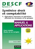 Descf épreuve numéro 1 : Synthèse droit et comptabilité, tome 1, manuel et applications