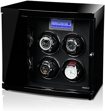 Modalo - Timeless - Luxurious Watch Winder - LCD Touch Screen - Winds up to 4 Watches + Stores 2 Extra