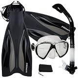 PROMATE Deluxe Snorkeling Gear Scuba Diving Fins Mask Dry Snorkel Set - TBK - MLXL
