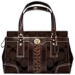 AUTHENTIC COACH HAMPTONS STRIPE LARGE CARRYALL 11072 (Chestnut)