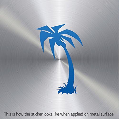 Hobby Decal Coconut Tree Weatherproof Motorbikes Activity Permanent Sea Blue (9 X 5.97 In)