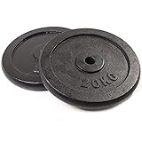 RSR SPORTS 2 X 20KG HOME GYM CAST IRON REGULAR WEIGHT LIFTING FITNESS BARBELL PLATES DISCS