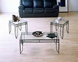 SEI Black Square Table Set With Glass Tops