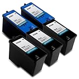 Printronic Remanufactured Ink Cartridge Replacement for Dell Series 5 Standard Capacity J5566 J5567 5 Pack (3 Black, 2 Color)