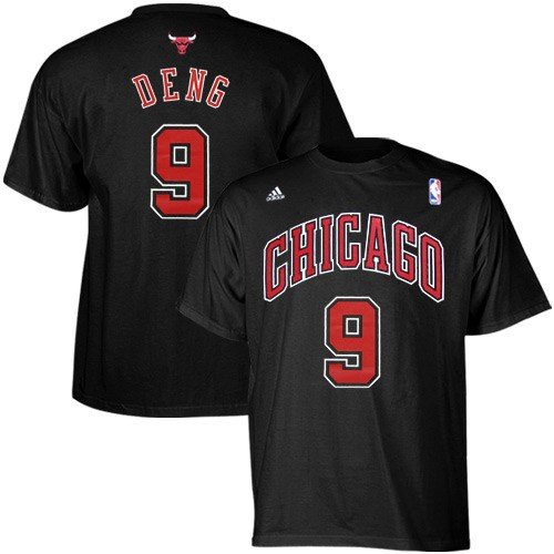 NBA adidas Chicago Bulls #9 Luol Deng Black Player T-shirt (Medium)