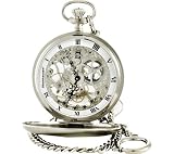 Steinhausen Men's Tasche Mechanical Pocket Watch PG200S Silver Stainless Steel