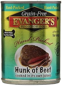 EVANGER'S 12-Pack Hand-Packed Grain Free Hunk of Beef Supplement for Dogs, 12-Ounce