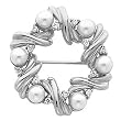 14K White Gold White Akoya Pearl and Diamond Circle Brooch