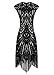 BelinlaAny Women's 1920s Retro Diamond Sequined Embellished Fringed Flapper Dress (Large, black002)