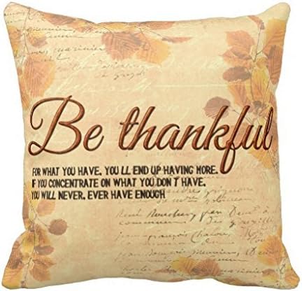 HSArtStore Be Thankful Cotton linen decorative pillow pad cover square box 18 x 18 inch