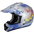 AFX Stunt Adult FX-17 MX Motorcycle Helmet w/ Free B&F Heart Sticker Bundle - E-Blue/Silver