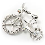 Rhodinierte "Fahrrad" Brosche mit Strass