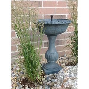 Belize Outdoor Solar Birdbath Fountain -Black Iron by 