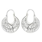 Earrings, 'Silver Swallows' 1.4" W x 1.8" L